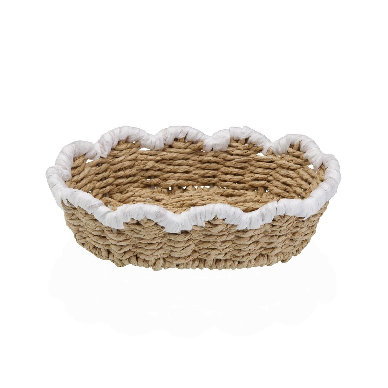 CESTA TRENZADA BORDE BLANCO