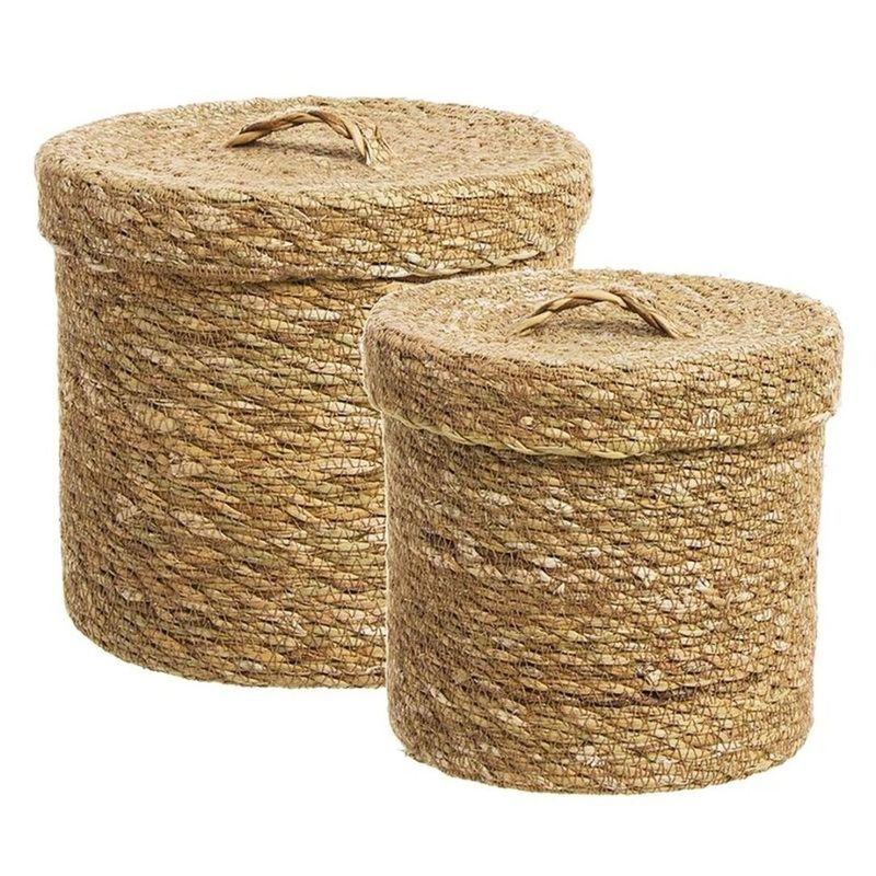 JUEGO DE 2 CESTAS CON TAPA REDONDAS