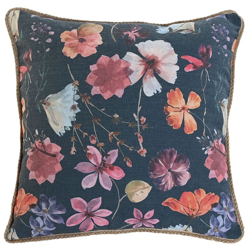 COJIN ALGODON FLORES AZUL