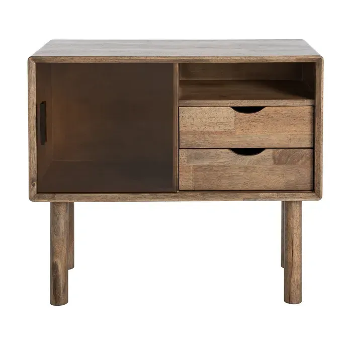 MUEBLE AUXILIAR MARRÓN MADERA-CRISTAL MUEBLE AUXILIAR MARRÓN MADERA-CRISTAL