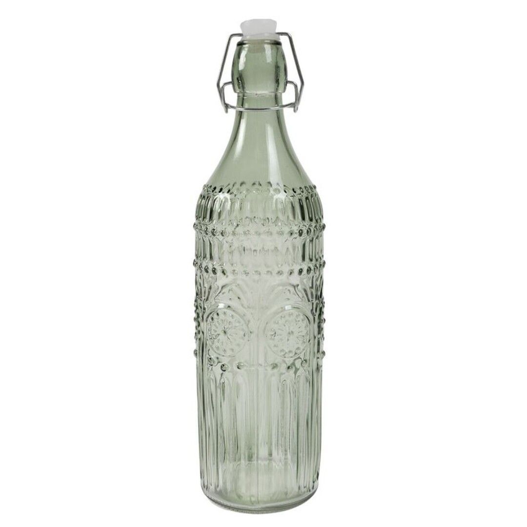 BOTELLA VERDE CRISTAL GRABADO