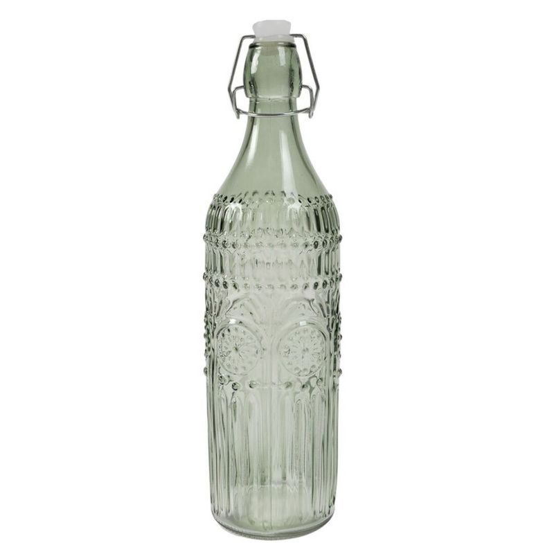 BOTELLA VERDE CRISTAL GRABADO
