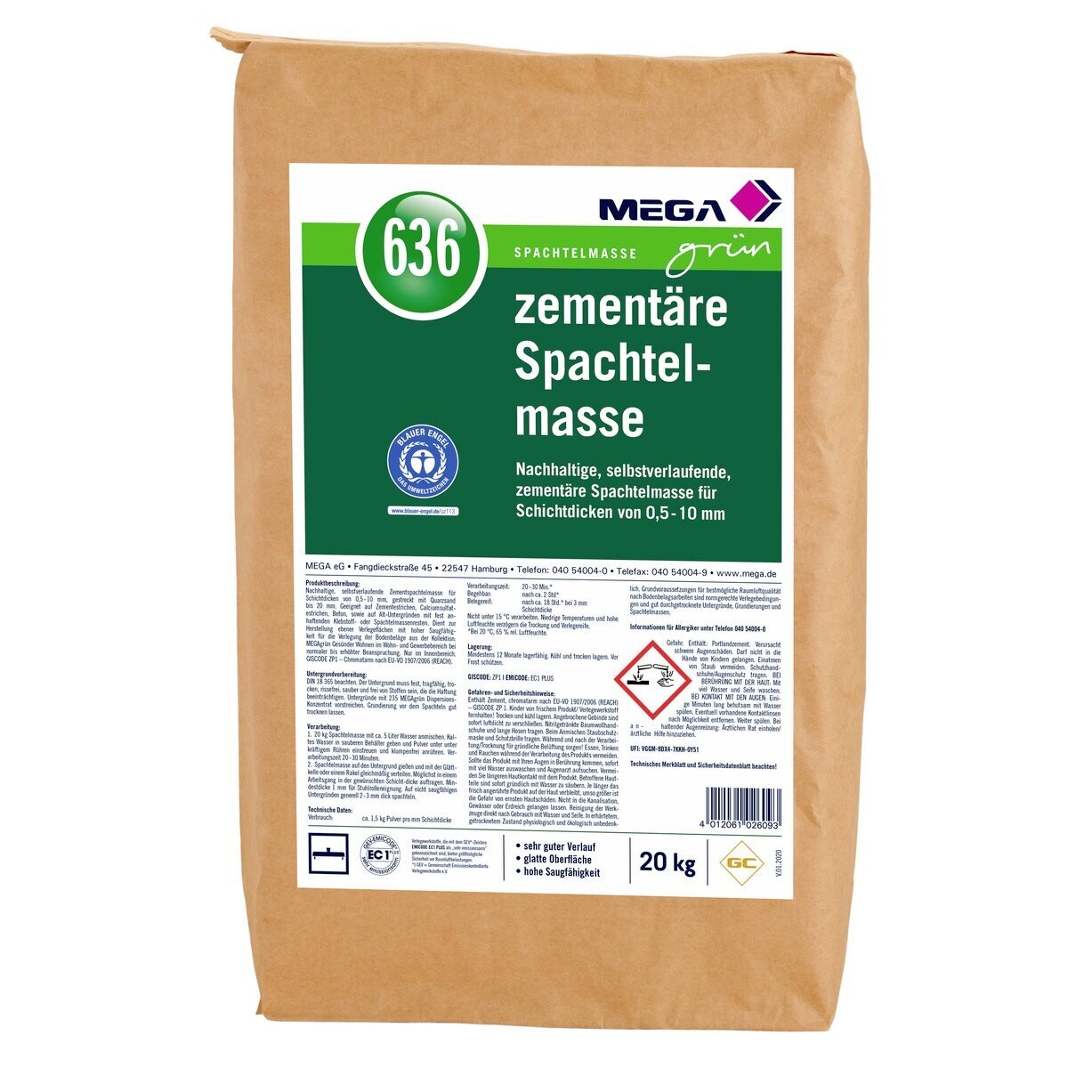 MEGAgrün 636 zementäre Spachtelmasse 20,00 kg