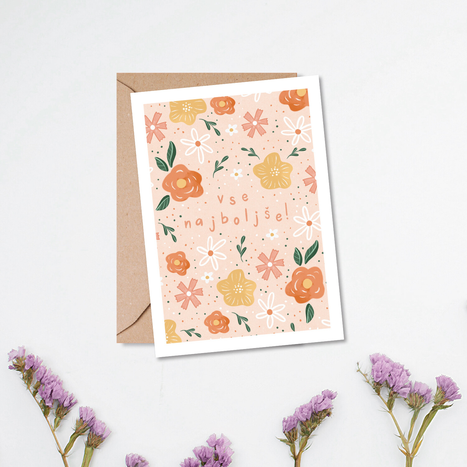 kartica ' vse najboljše rožce '