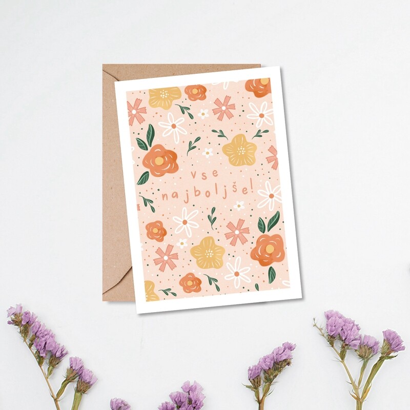 kartica ' vse najboljše rožce '