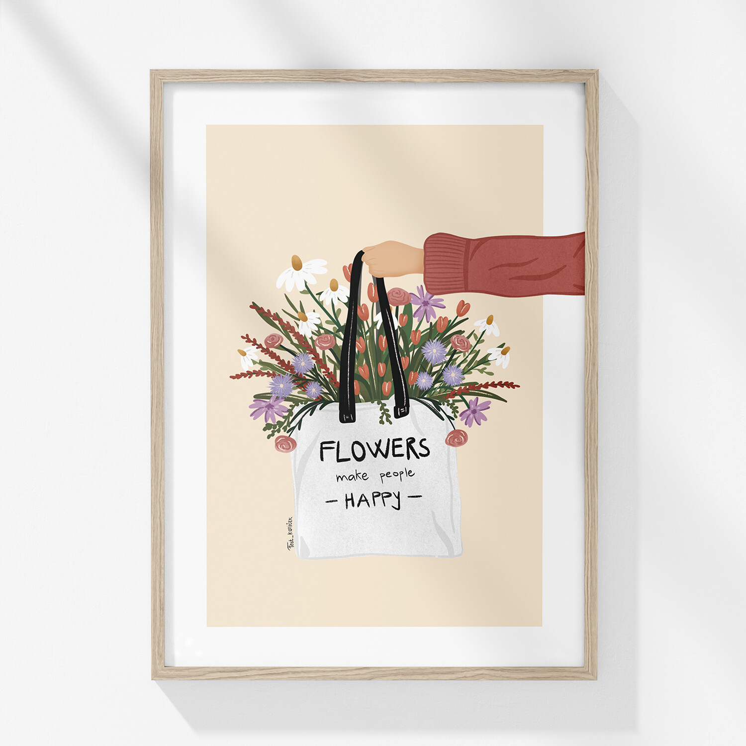 Grafika ' flowers make people happy '