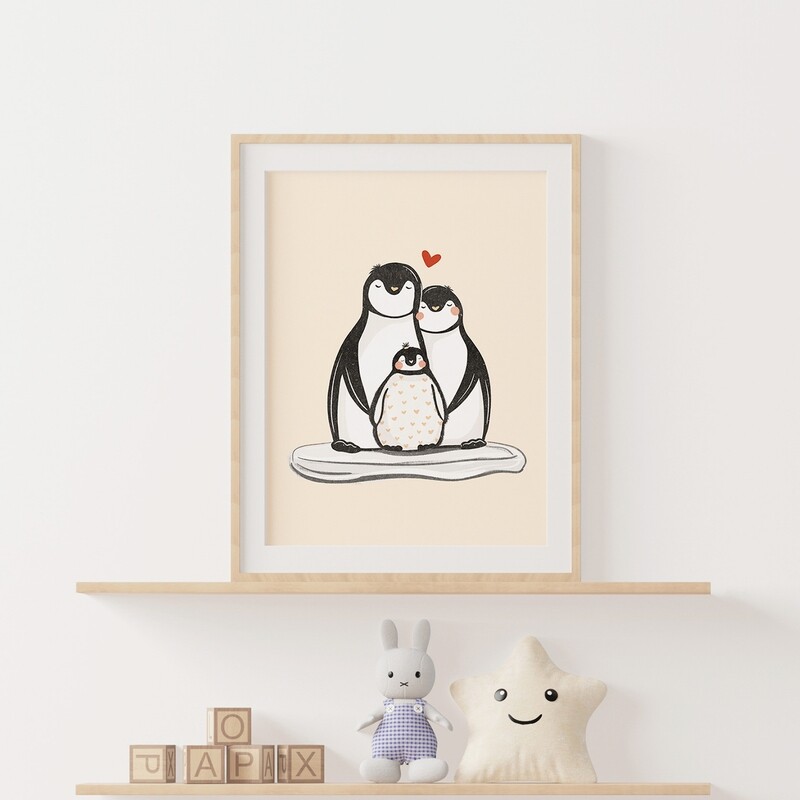 Otroška grafika ' družinica pingvinčkov '