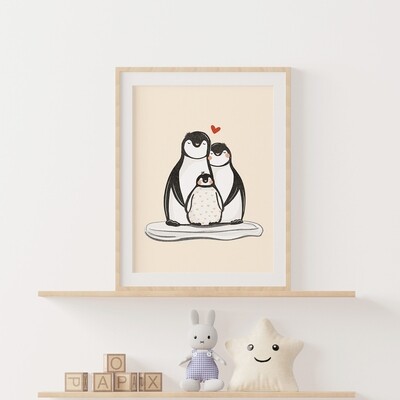 Otroška grafika ' družinica pingvinčkov '