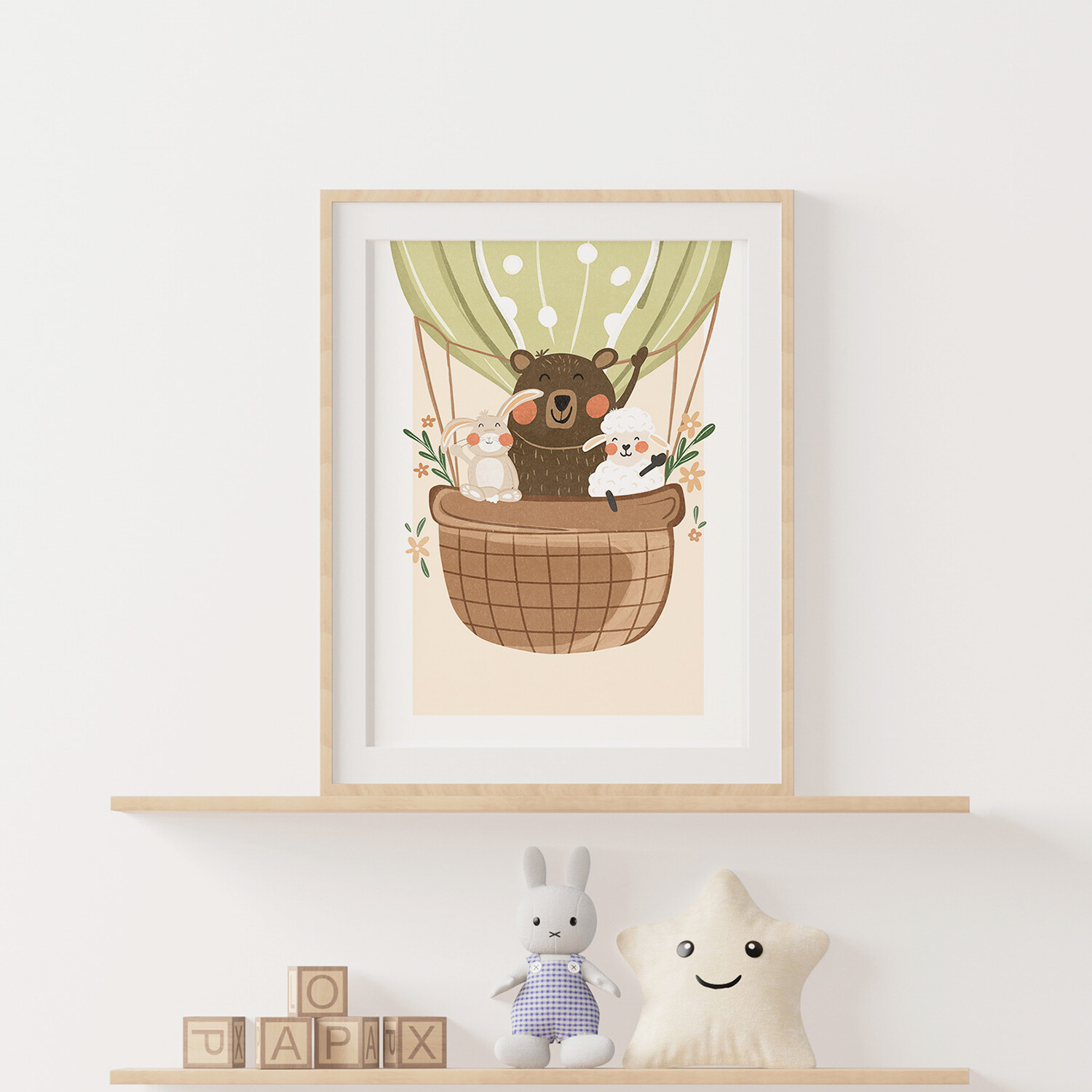 Otroška grafika ' živalice v balonu '