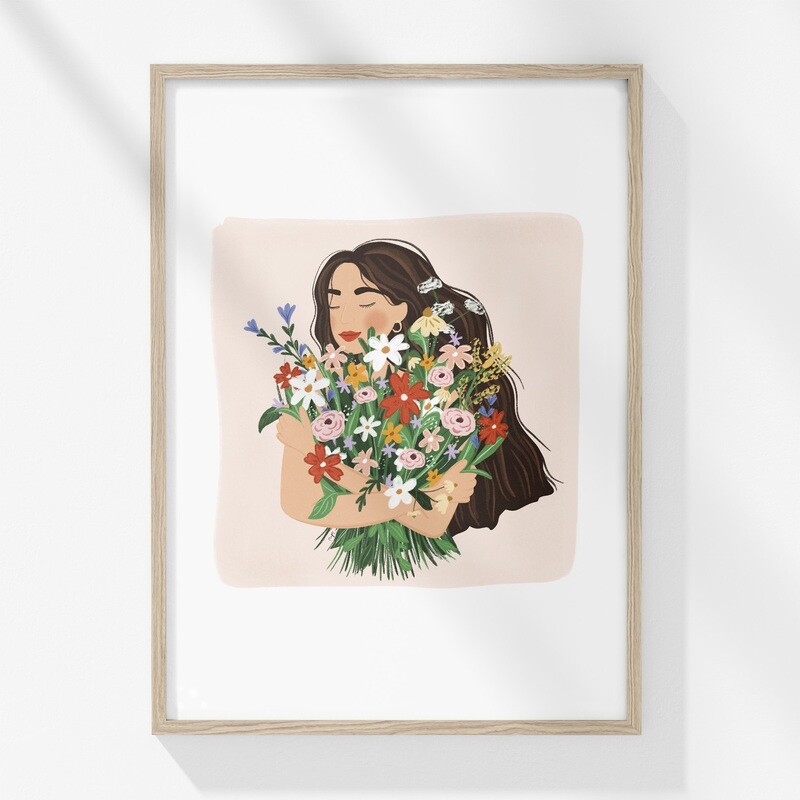 Grafika ' v objemu rožic '