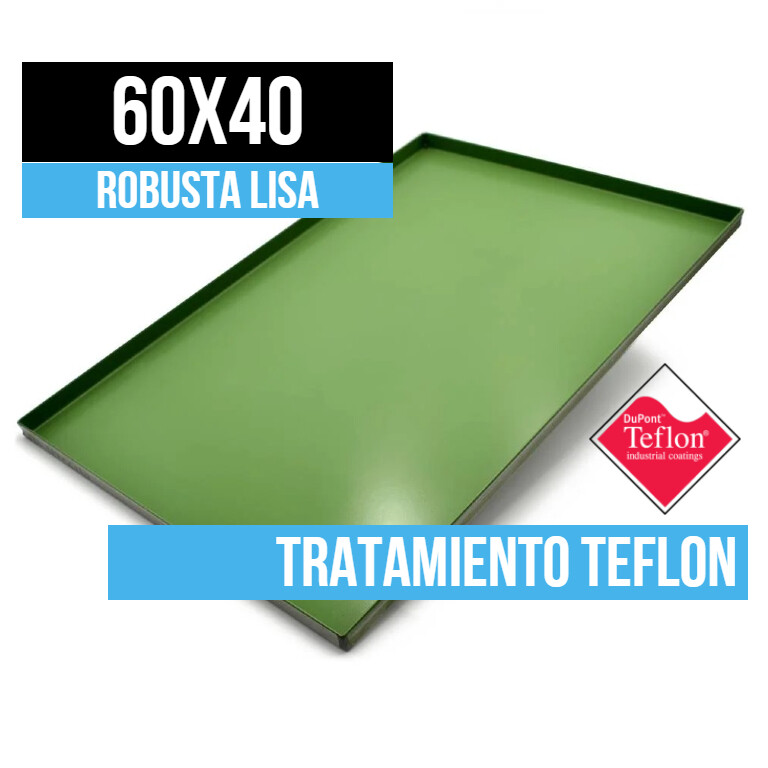 Bandeja Llanda 4Boras 90º Lisa Tratamiento Teflón 60x40