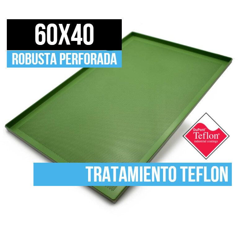 Bandeja Llanda 4Boras 90º Perforada con Tratamiento Teflón 60x40