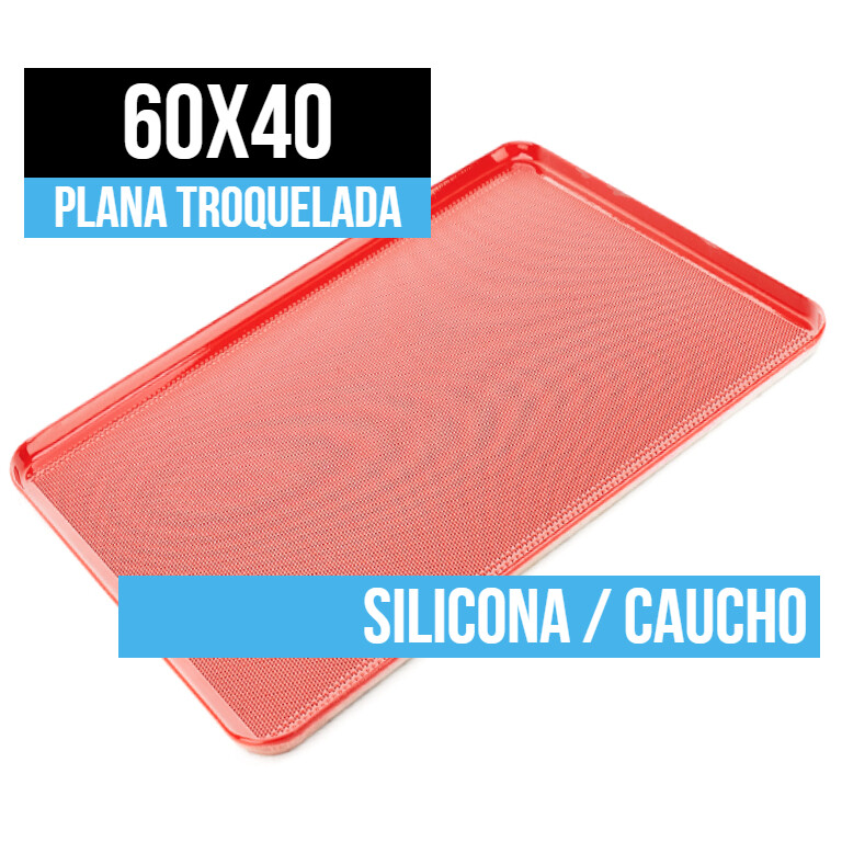 Bandeja Embutida Plana Perforada con Silicona/Caucho 60x40