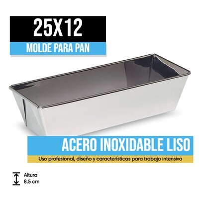Molde para pan INOX Liso 25x12x8.5