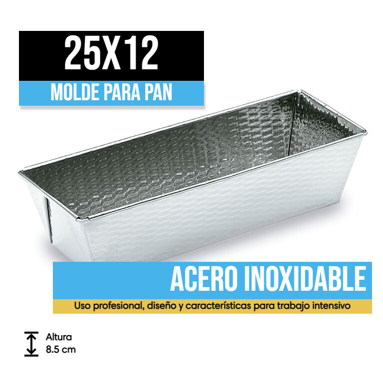 Molde para pan INOX 25x12x8.5