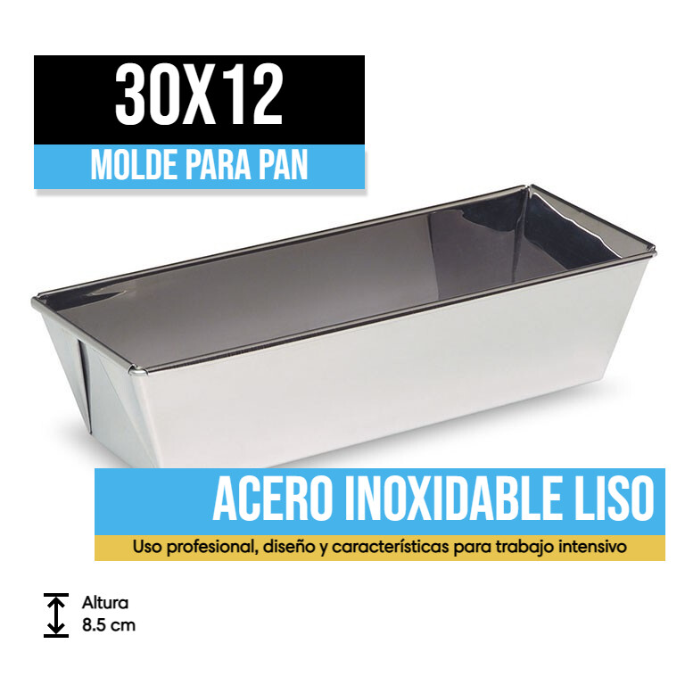 Molde para pan INOX Liso 30x12x8.5