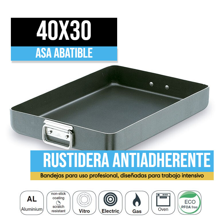 Rustidera Antiadherente Asa Abatible 40x30