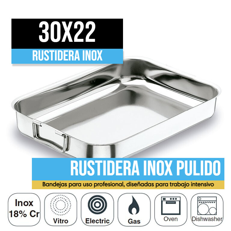 Rustidera INOX Pulido Asa Abatible 30x22