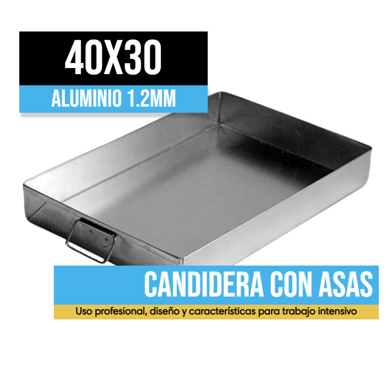 Candidera de Asa Abatible Aluminio 40x30