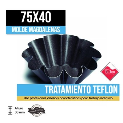 Molde de Magdalena Teflonado 75x40 (Caja 12u.) Molde de Magdalena Teflonado 75x40 (Caja 12u.)