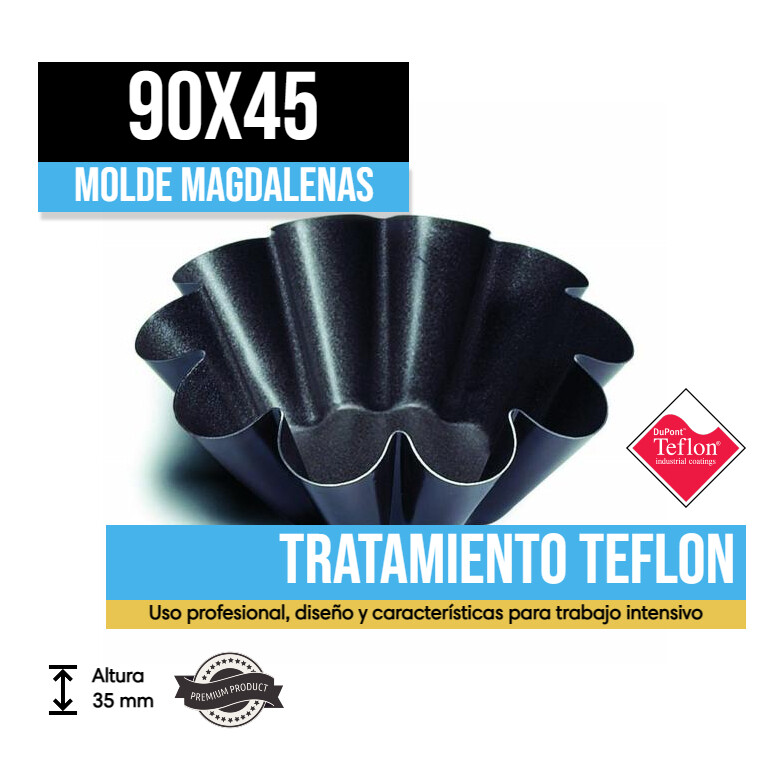 Molde de Magdalena Teflonado 90x45 (Caja 12u.)