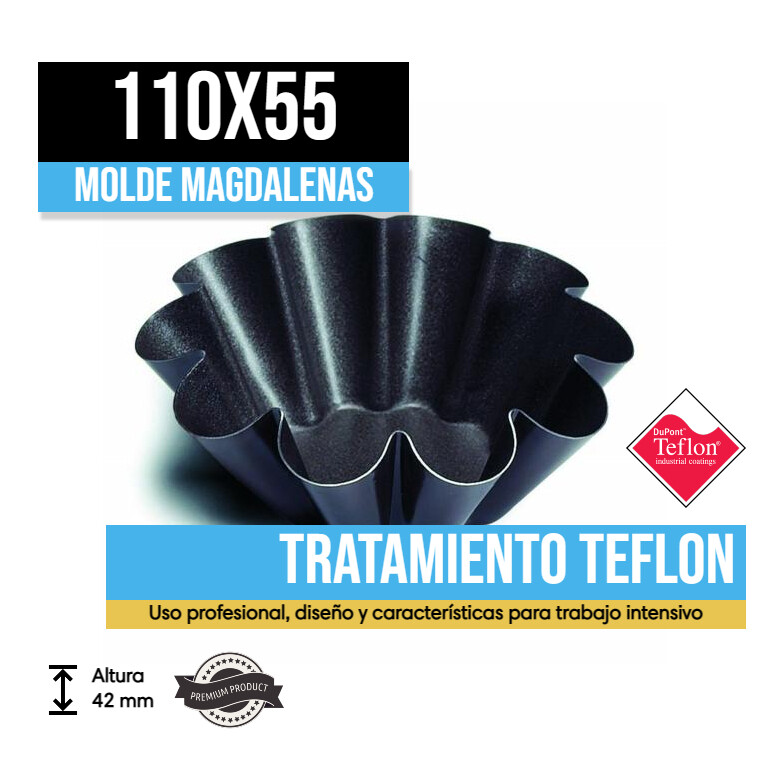 Molde de Magdalena Teflonado 110x55 (Caja 12u.)