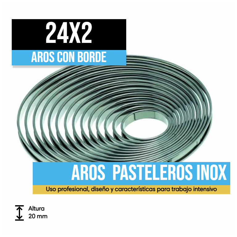 Aros de Pastelería con borde INOX 24x2