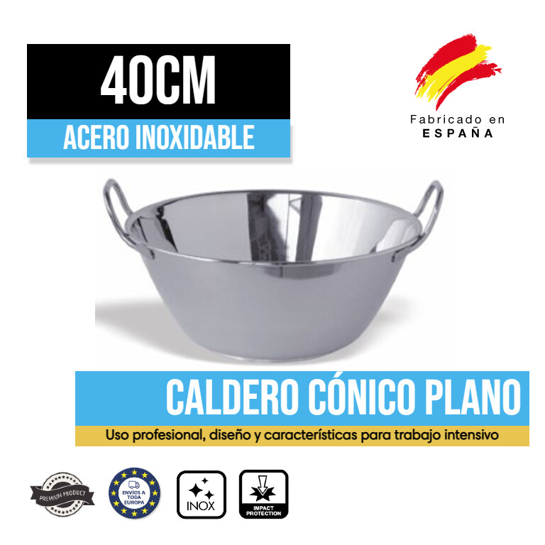 Caldero Cónico INOX Base Plana 40cm