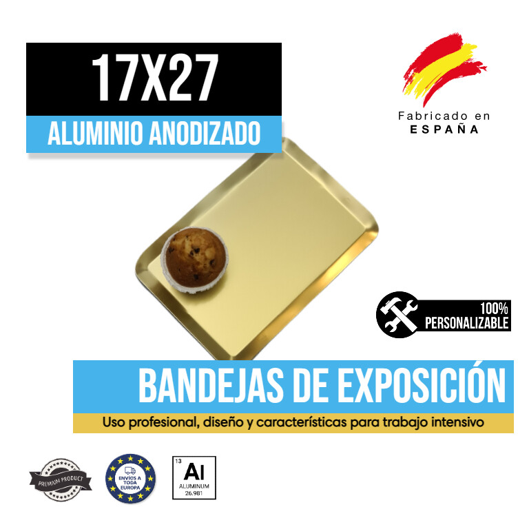 Bandeja Aluminio Anodizado Oro 17x27