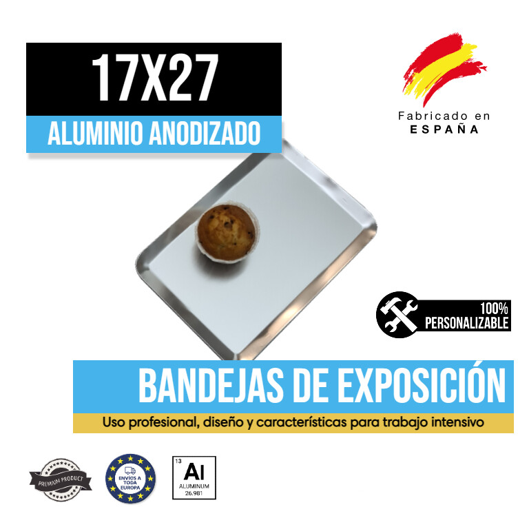 Bandeja Aluminio Anodizado Plata 17x27