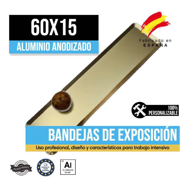 Bandeja Aluminio Anodizado Oro 60x15