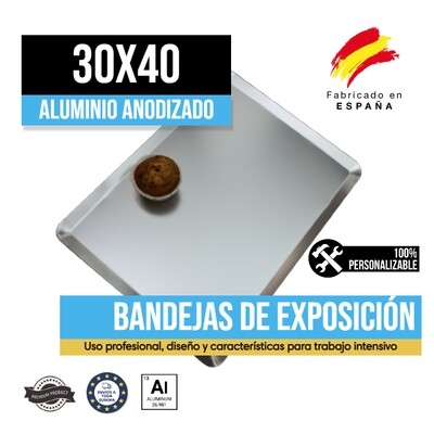 Bandeja Aluminio Anodizado Plata 30x40