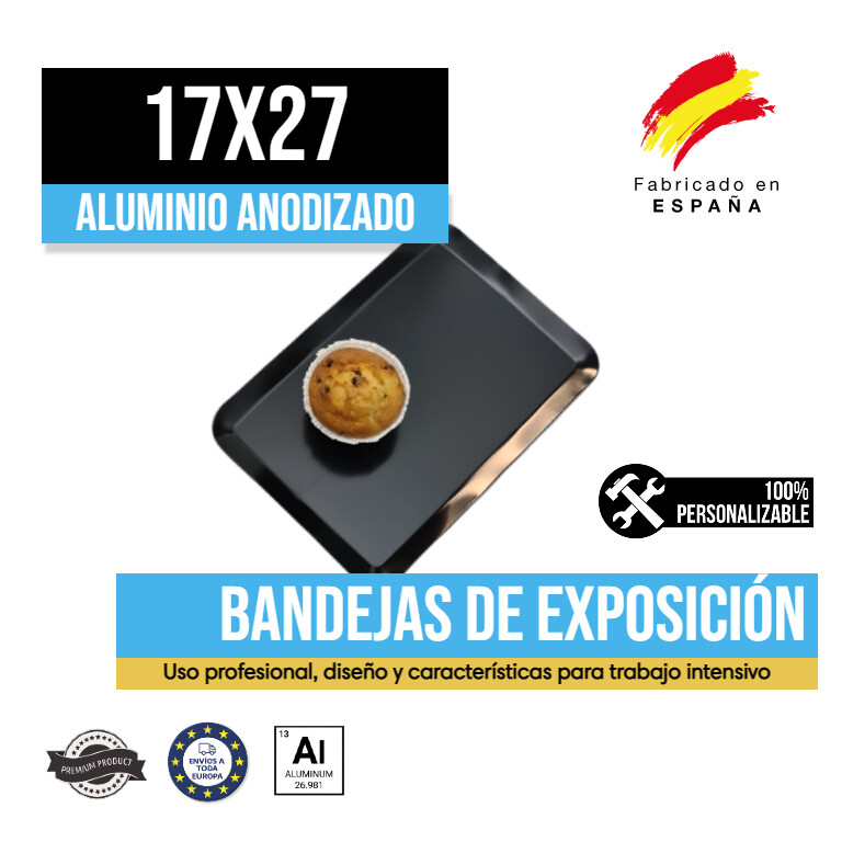 Bandeja Aluminio Anodizado Negra 17x27