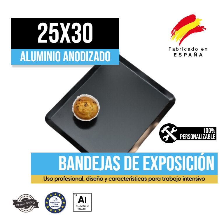 Bandeja Aluminio Anodizado Negra 25x30
