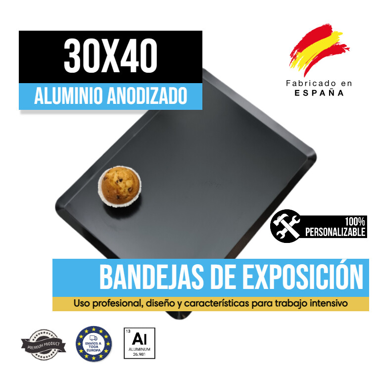 Bandeja Aluminio Anodizado Negra 30x40