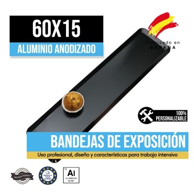 Bandeja Aluminio Anodizado Negra 60x15