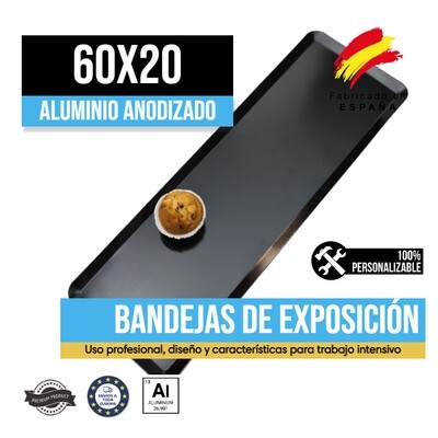 Bandeja Aluminio Anodizado Negra 60x20