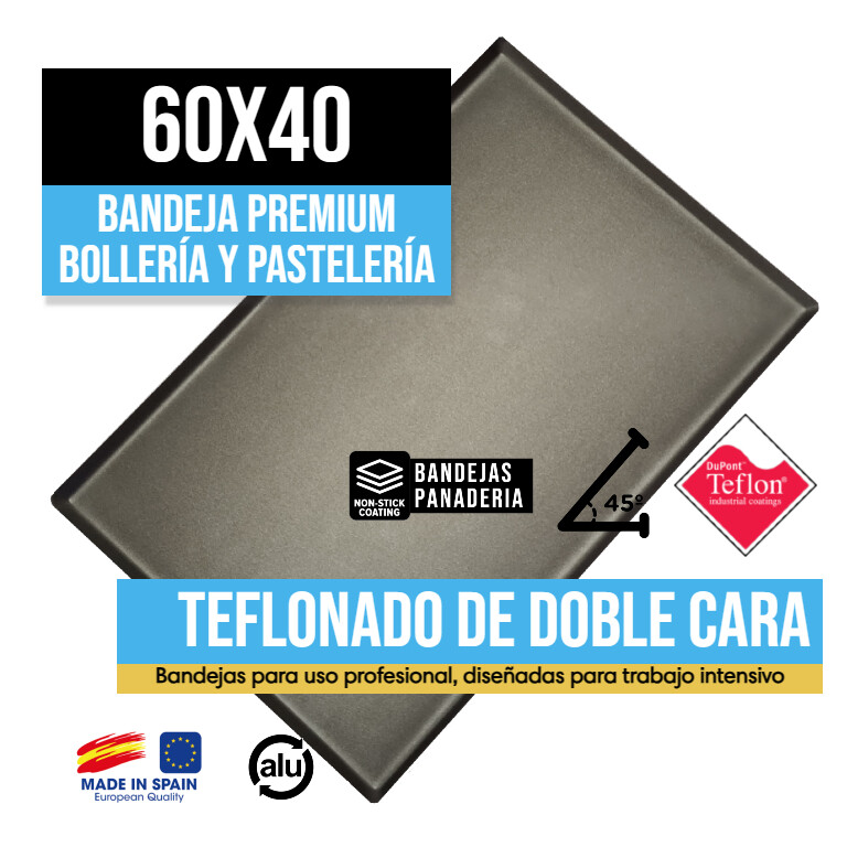 Bandeja Llanda 4Boras 45º Lisa Antiadherente 60x40
