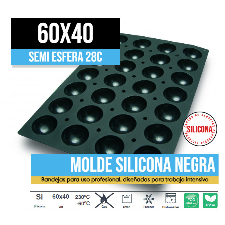 Molde de Silicona 60x40 Semi Esfera 28c