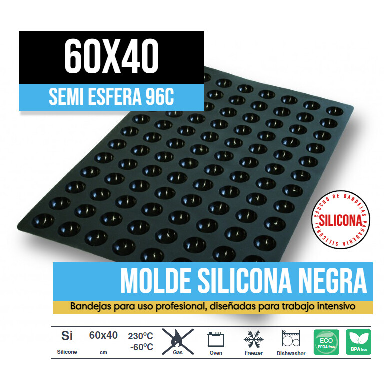 Molde de Silicona 60x40 Semi Esfera 96c