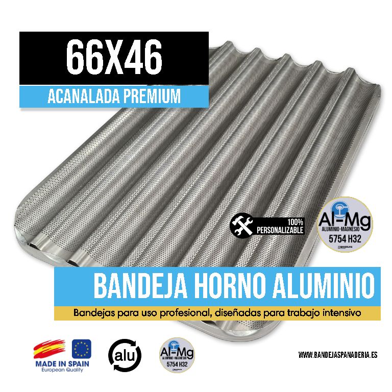 Bandeja Acanalada Premium Aluminio 66x46