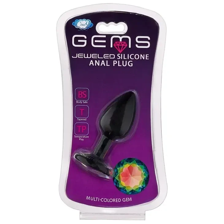 Cloud 9 Gems Black Silicone Anal Plug (Small or Medium)