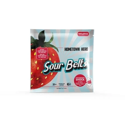 THC Blended Sour Strawberry Belts 500mg bag