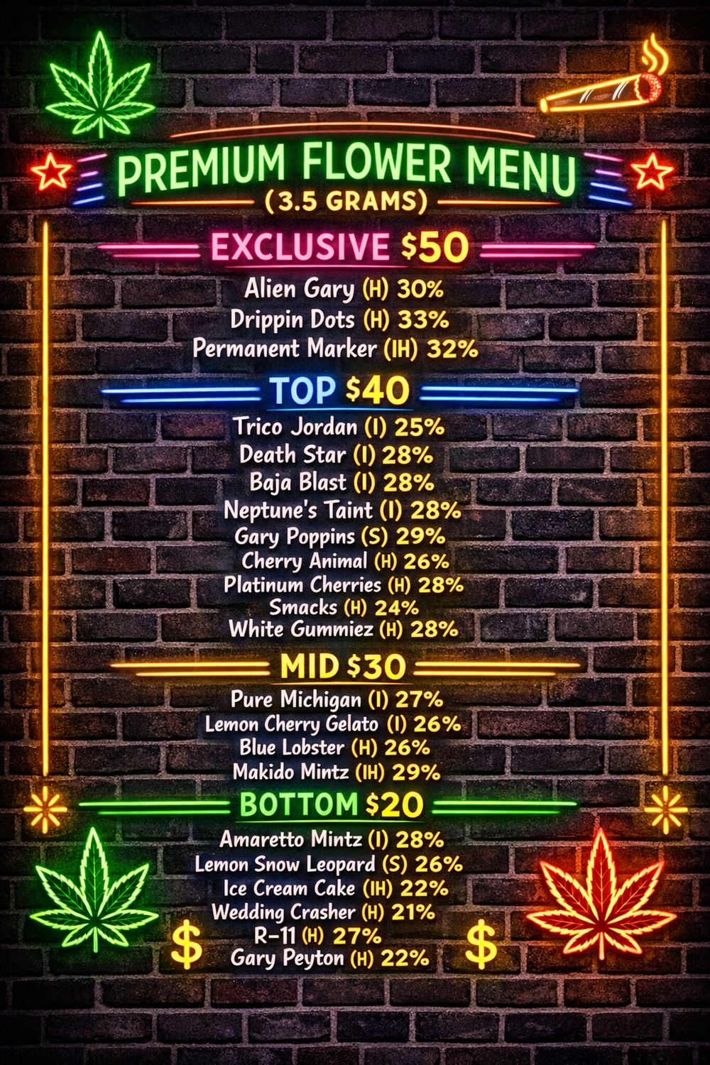 Premium THCA Flower (full menu)