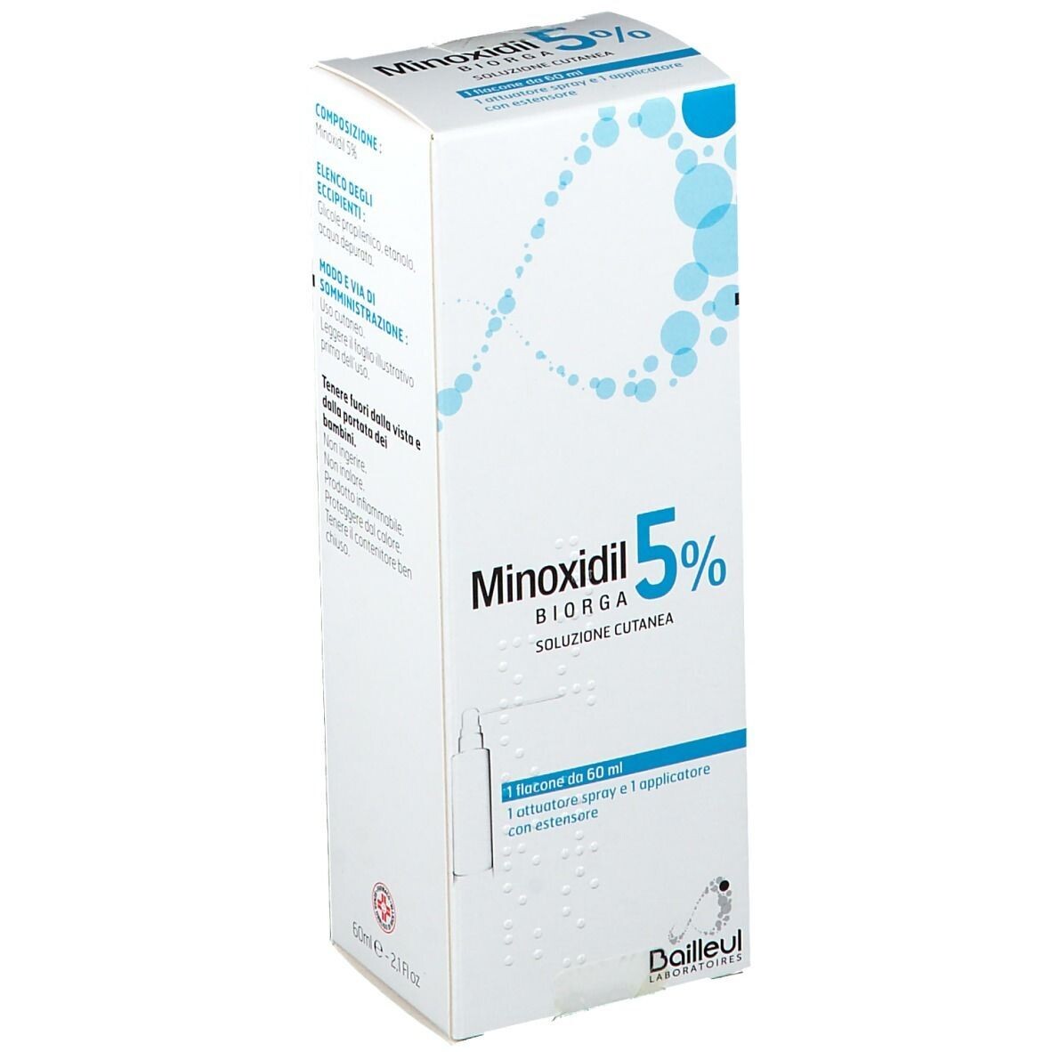 Minoxidil Biorga soluzione cutanea 5% per alopecia 60ml