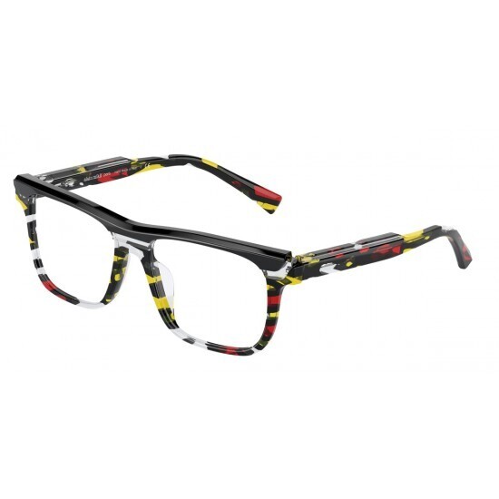 ALAIN MIKLI A03126 005 black, red, yellow striato occhiali
