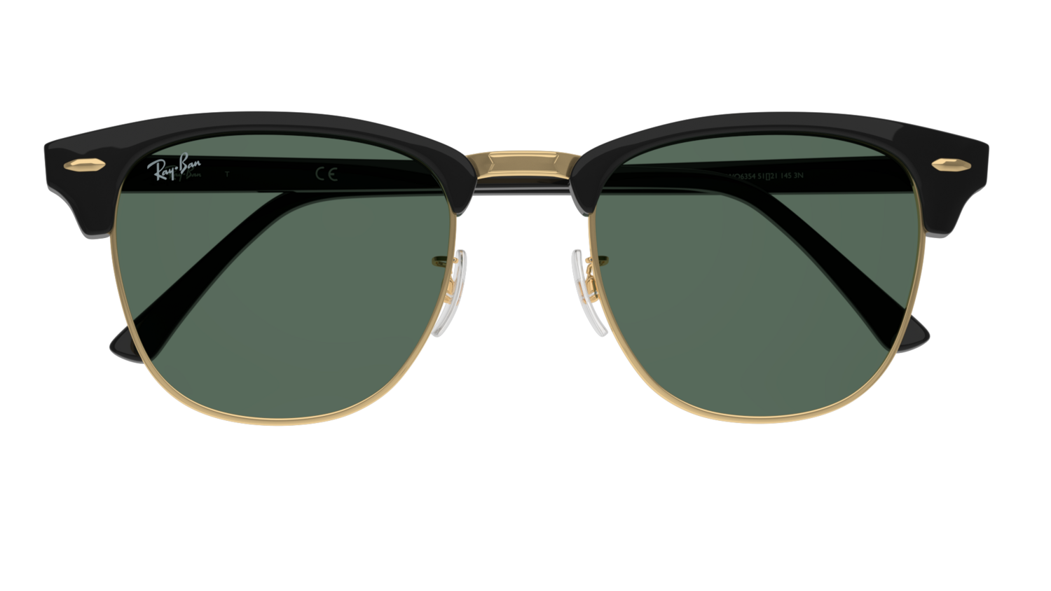 RAY BAN CLUBMASTER 3016 W0365 black - gold / grey green occhiali