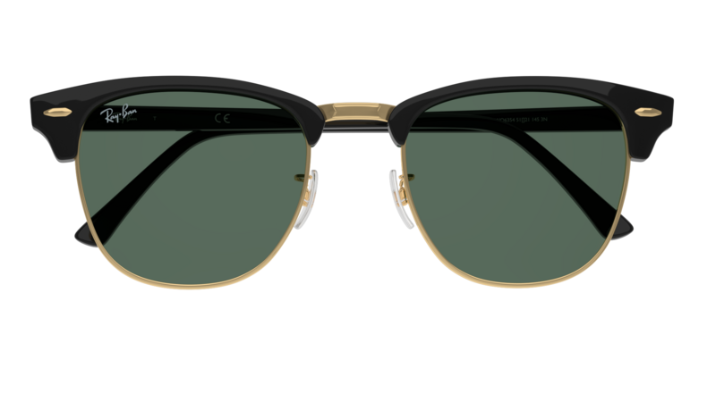 RAY BAN CLUBMASTER 3016 W0365 black - gold / grey green occhiali RAY BAN CLUBMASTER 3016 W0365 black - gold / grey green occhiali