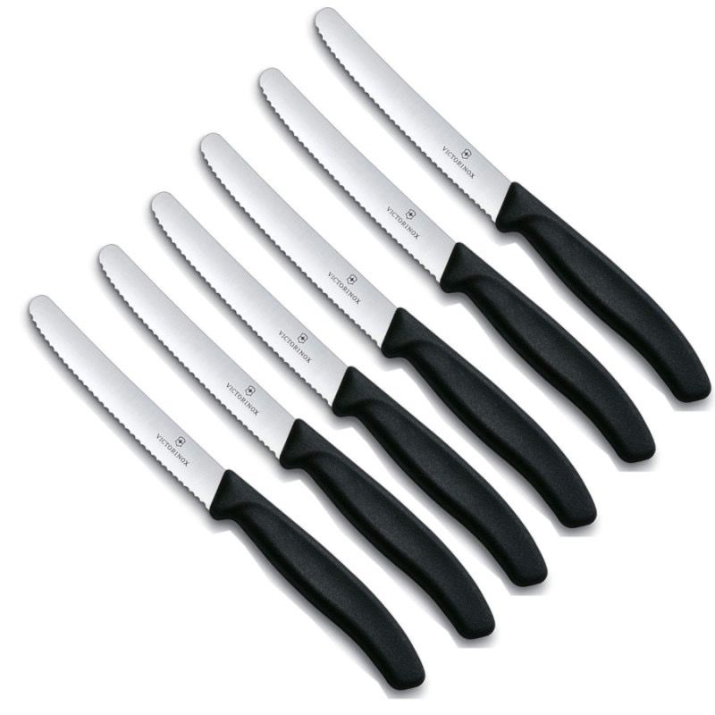Coltelli Victorinox Tavola L. Ondulata PZ. 6 Nero