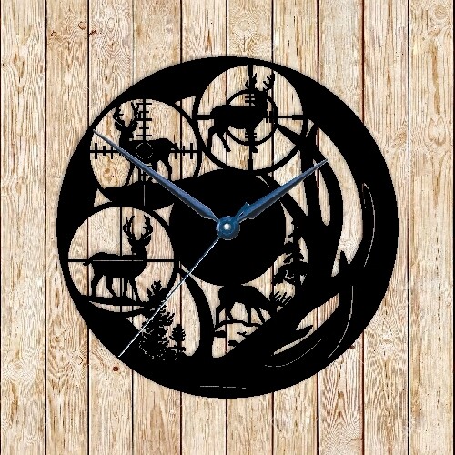 Deer Hunter Clock Vector Cutting File
